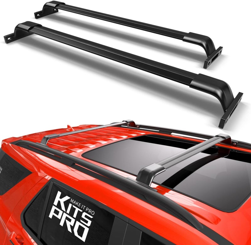 KitsPro 260lb Roof Rack Cross Bars for 2016-2019 Ford Explorer (ONLY FIT Factory Raised Side Rails), Matte Black Heavy Duty Aluminum Cargo Crossbar - Image 1